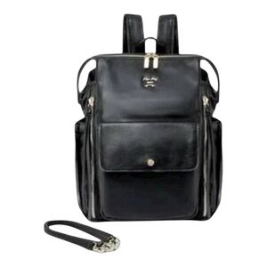 Miss Fong Diaper Bag Black ECO PU Leather with Beige Interior & Changing Pad